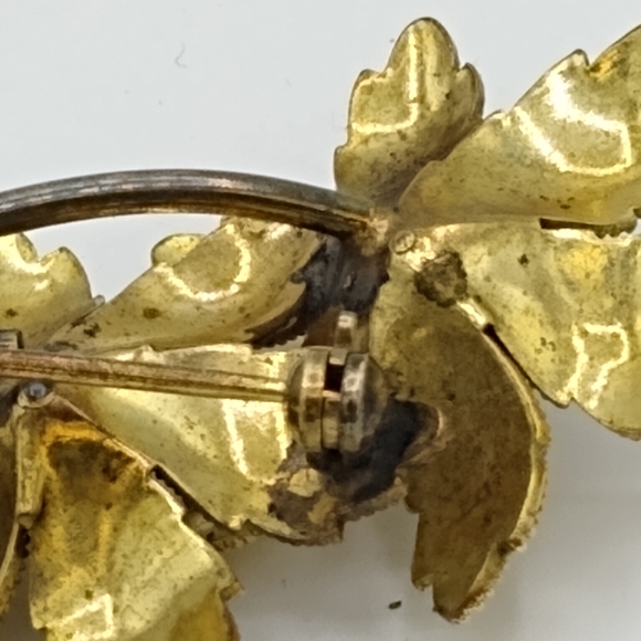 Flower Daisy Posy Bouquet Gold tone Milgrain Brooch Pin Vintage - Picture 12 of 15